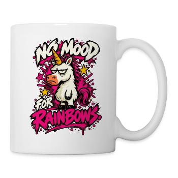 No Mood For Rainbows Lustiges Anti Einhorn Design - Tasse - Weiß - Rechts