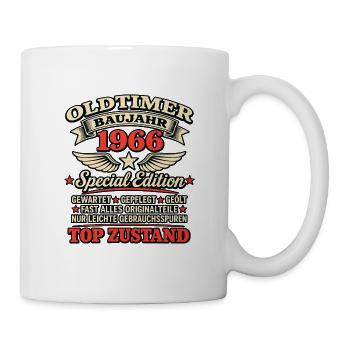 Vintage 1966 Oldtimer German Birthday 60th Tee - Tasse - Weiß - Rechts