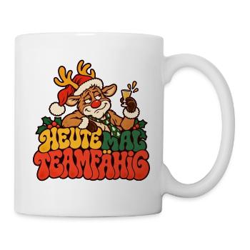 Heute mal teamfähig Rentier Weihnachtsfeier Büro - Tasse - Weiß - Rechts