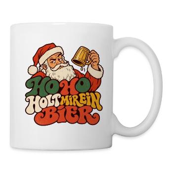 Ho Ho Holt mir ein Bier Weihnachtsmann Shirt - Tasse - Weiß - Rechts