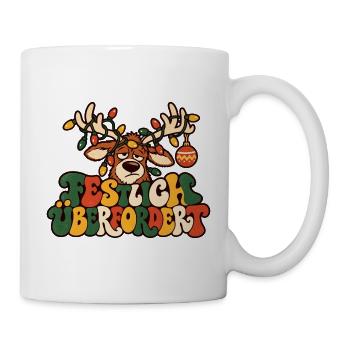 Festlich überfordert Rentier Weihnachtsstress - Tasse - Weiß - Rechts