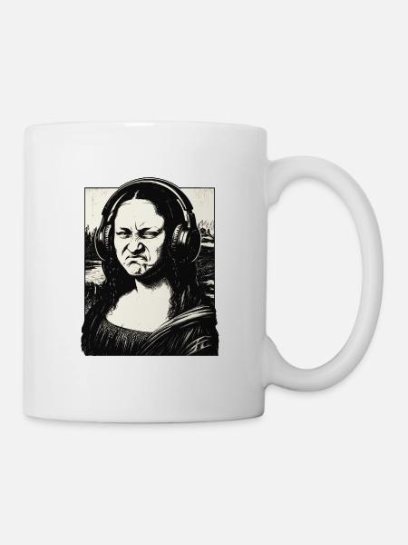 Mona Lisa Kopfhörer Parodie - Tasse - Weiß