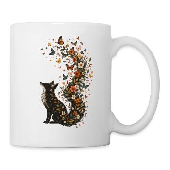 Blütenfuchs mit Schmetterlingsschweif - Tasse - Weiß - Rechts