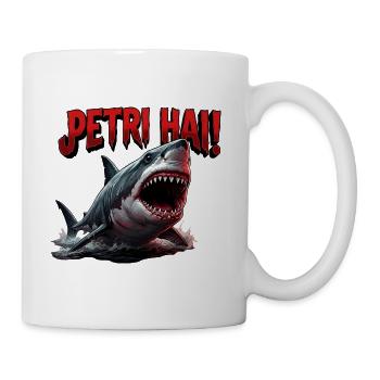 Petri Hai, Angler Wortspiel, Angler shirt - Tasse - Weiß - Rechts