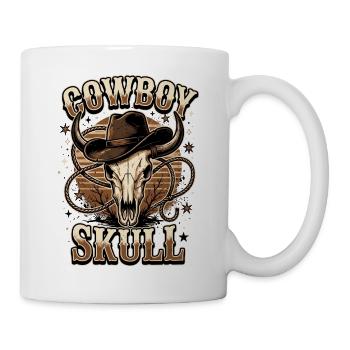 Cowboy Skull – Vintage Western mit Cowboyhut - Tasse - Weiß - Rechts