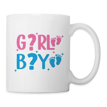 Frage zur Mädchen- oder Jungen-Geschlechtsenthüllung Pink oder Blau - Tasse - Weiß - Rechts