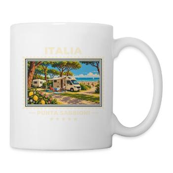 Italien Punta Sabbioni Camping Vintage Reisemarke - Tasse - Weiß - Rechts