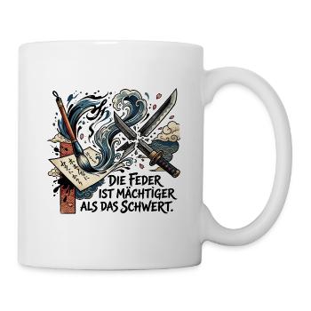 Die_Feder_ist_maechtiger_als_das_Schwert_-_Ukiy - Tasse - Weiß - Rechts