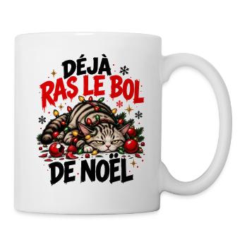 Blasé-Katzen-Weihnachten mit Girlanden - Tasse - Weiß - Rechts