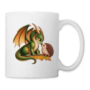 Drache & Igel – Niedlicher Nasenstups im Herbst - Tasse - Weiß - Rechts