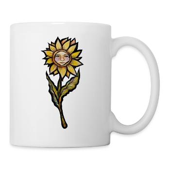 Sonnenblumengesicht-Blütenkunst - Tasse - Weiß - Rechts