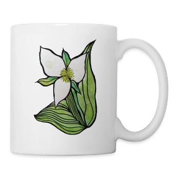 Aquarell-Orchideenblätter - Tasse - Weiß - Rechts