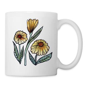 Daisy Meadow Aquarellblüte - Tasse - Weiß - Rechts