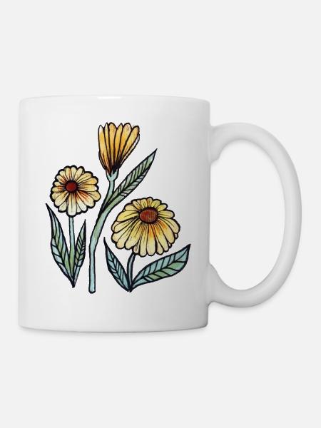 Daisy Meadow Aquarellblüte - Tasse - Weiß