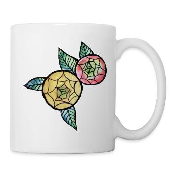 Pastellfarbene Blumenmandala, Pastellfarben - Tasse - Weiß - Rechts