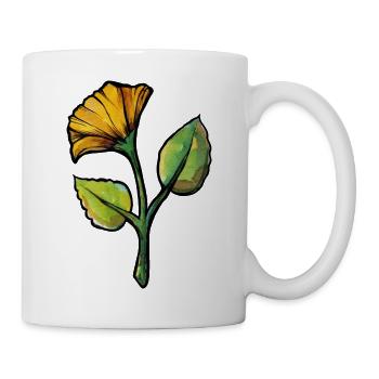 Gelbe Aquarellblume auf Schwarz - Tasse - Weiß - Rechts