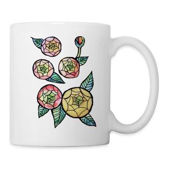 Aquarell-Webblumen - Tasse - Weiß - Rechts