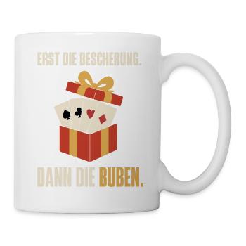 Erst die Bescherung dann die Buben – Skat - Tasse - Weiß - Rechts
