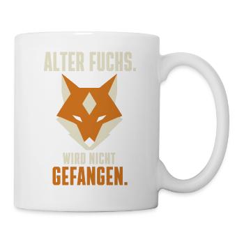 Alter Fuchs wird nicht gefangen – Doppelkopf - Tasse - Weiß - Rechts