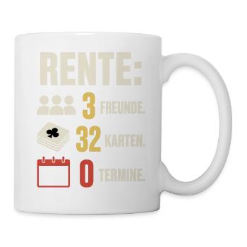 Rente 3 Freunde 32 Karten 0 Termine – Skat - Tasse - Weiß - Rechts