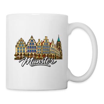 Münster Fassadenpanorama - Tasse - Weiß - Rechts
