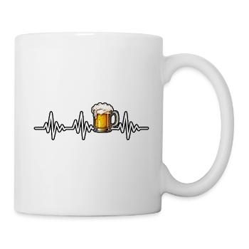Herzschlag mit Bierglas - Tasse - Weiß - Rechts