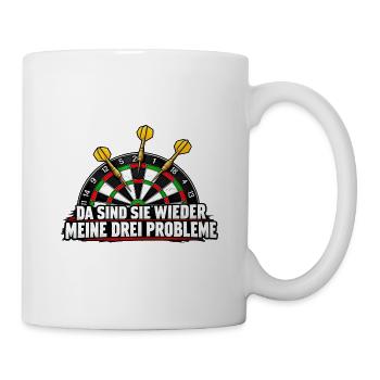 Dreiprobleme Dart Spruch - Tasse - Weiß - Rechts
