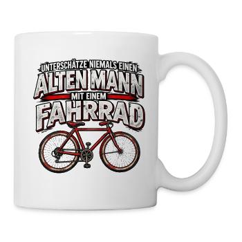Alten Mann mit Fahrrad Warnung - Tasse - Weiß - Rechts