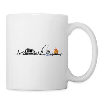 Camping und Angeln - Tasse - Weiß - Rechts