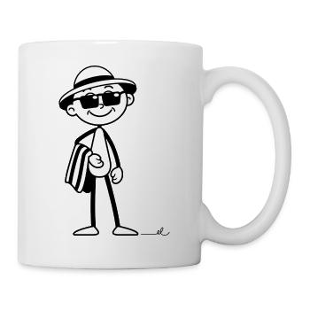 Strichel im Urlaubsmodus: Strand & Sonne warten! - Tasse - Weiß - Rechts