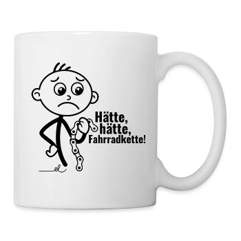 Strichel verlegen mit Fahrradkette: Hätte, hätte!! - Tasse - Weiß - Rechts