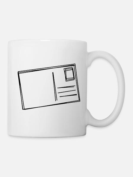 Postkarte handgezeichnet - Tasse - Weiß