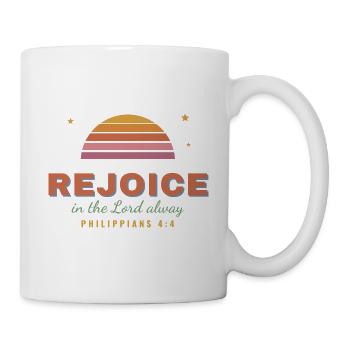 Rejoice – Philippians 4:4 Retro Sunset - Tasse - Weiß - Rechts