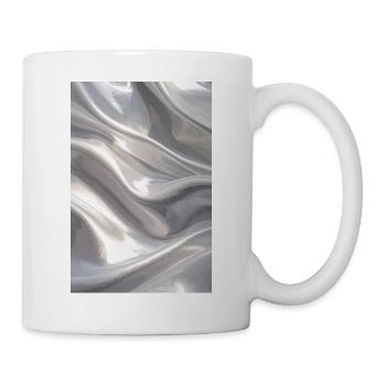 Metallischer Satinfluss in Silber - Tasse - Weiß - Rechts