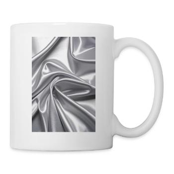 Silberne Satinwellen Stofffluss - Tasse - Weiß - Rechts