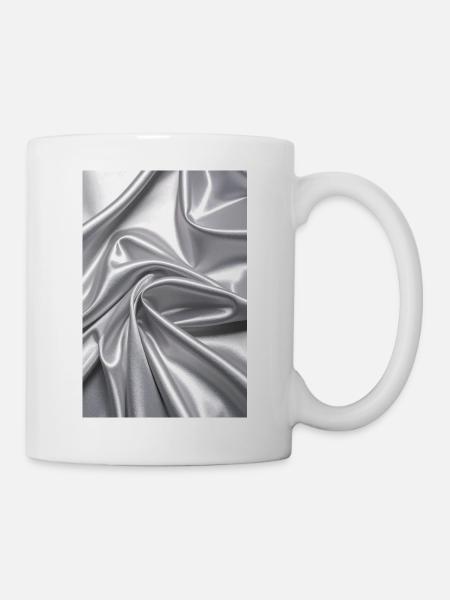 Silberne Satinwellen Stofffluss - Tasse - Weiß