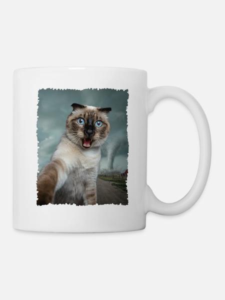 Siamkatze Selfie mit Tornado - Tasse - Weiß