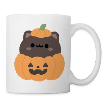 Kürbiskatze Halloween-Süße - Tasse - Weiß - Rechts