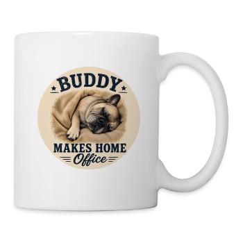Buddy Makes Home Office – Bulldogge - Tasse - Weiß - Rechts
