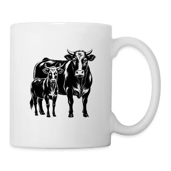 Schwarzes Angus-Kuh-Kalb-Paar - Tasse - Weiß - Rechts