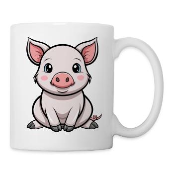 Süßes Baby-Schweinchen - Tasse - Weiß - Rechts