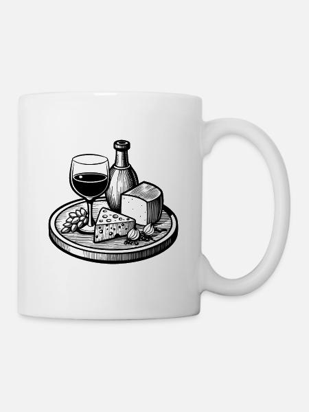 Wein und Käse - Tasse - Weiß