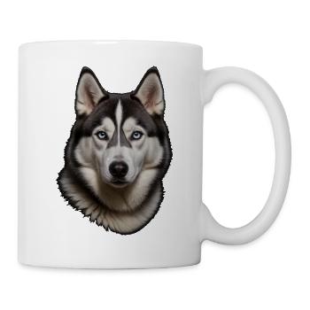 Husky  Porträt - Tasse - Weiß - Rechts