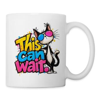 Cartoon Katze | This Can Wait - Tasse - Weiß - Rechts