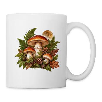 Waldpilze im Herbstlaub - Tasse - Weiß - Rechts