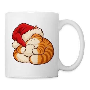 Weihnachten - Schlafendes Weihnachtskätzchen - Tasse - Weiß - Rechts