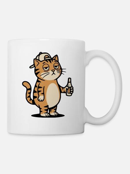 Bier Katze - Tasse - Weiß