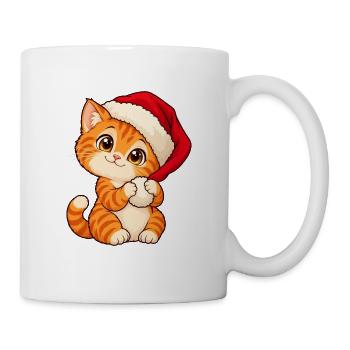 Weihnachten - Kätzchen mit Santa-Hut - Tasse - Weiß - Rechts