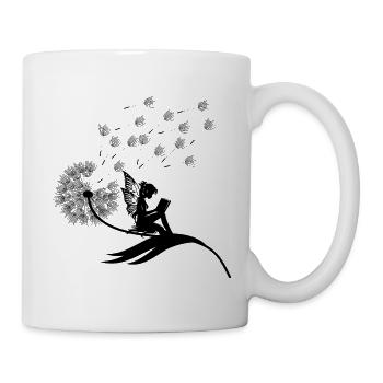 Schmetterlingdesign Pusteblumen Wiese Herzen Feen - Tasse - Weiß - Rechts