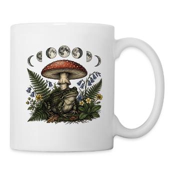 Kröte unter dem Fliegenpilz mit Mondphasen - Tasse - Weiß - Rechts